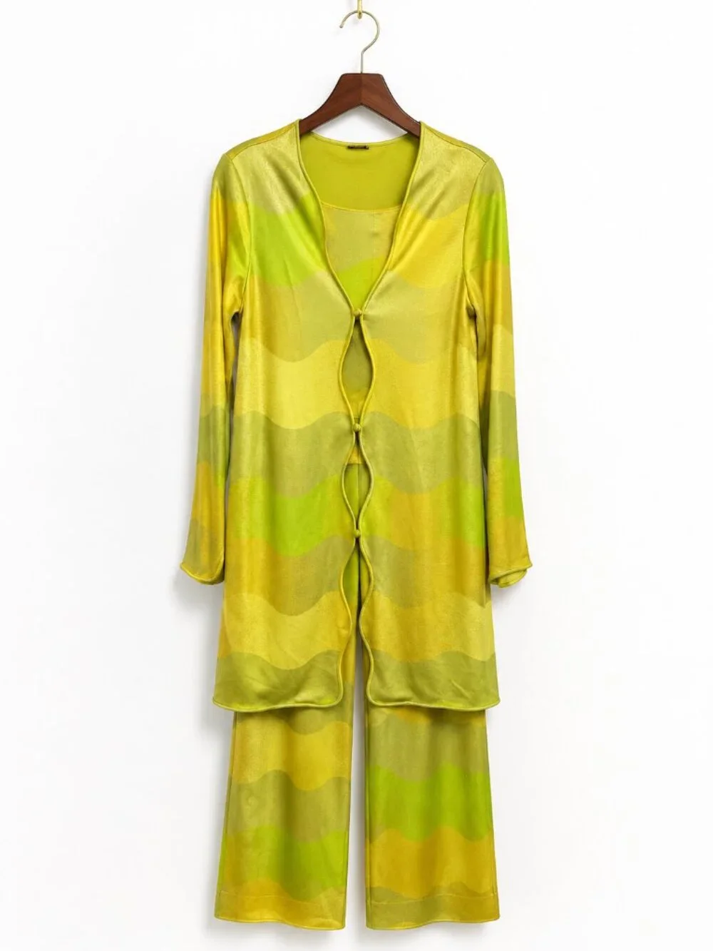 ALEXIS Bia Duster Top Angelika Pants Set Lime Waves XS Excellent $893 MSRP